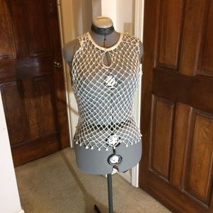 White Sequin Fishnet Festival Top